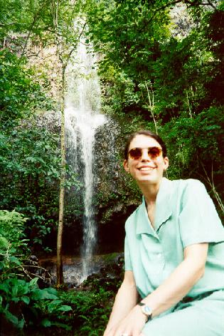Jodie at a waterfall on the way to the Na Pali coast