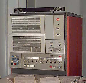 [Image of an IBM 360 console]