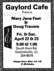 Gaylord Cafe Gig April 22 and 23, 1983
