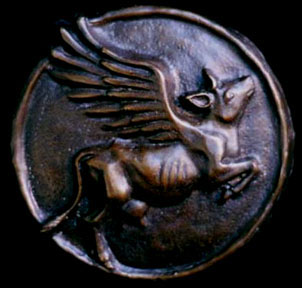 Winged Cow Bronze Medallion by Gwendolyn Holbrow