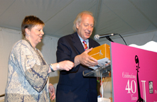 Newark Museum Director Mary Sue Sweeney Price (left), Dan Morgenstern (right).  Photo Credit:  Shelley Kusnetz