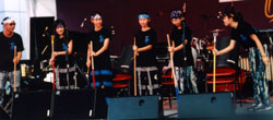 Heartbeat Percussion Band with their bamboo posts.