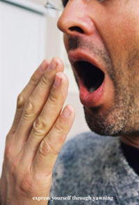 A man yawning