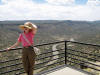 Nancy at scenic overlook with Rio Grande behind