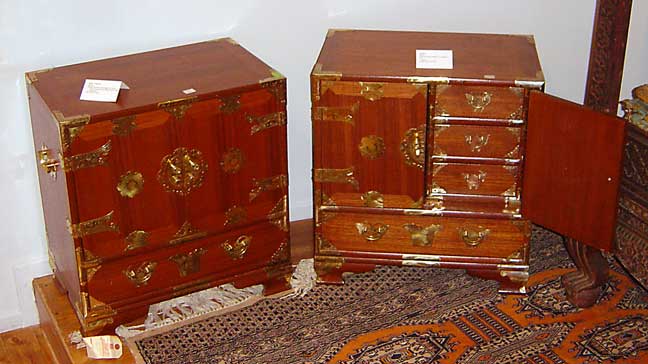 Two Small Corean hardwood chests