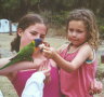 Pebbly Beach - kids feeding parrot 01