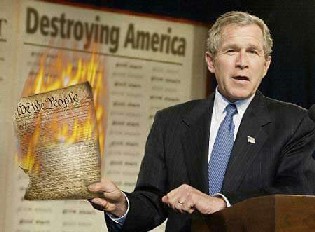 'W' DESTROYING the Constitution...or is that his military records?