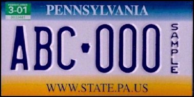 State of PA plate