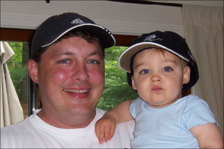 Hey, I'm wearing a hat and that's my Dad.