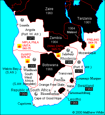 Map - Apartheid Regimes of Southern Africa