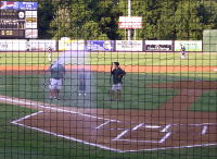 Hosing down the home plate area