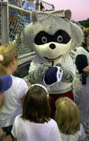 The mascot signs autographs