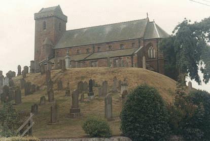 Photo of St Vigeans church, with graveyard.